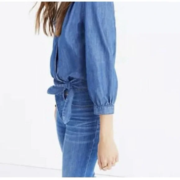 Madewell denim wrap shirt. Size XS - Picture 3 of 4